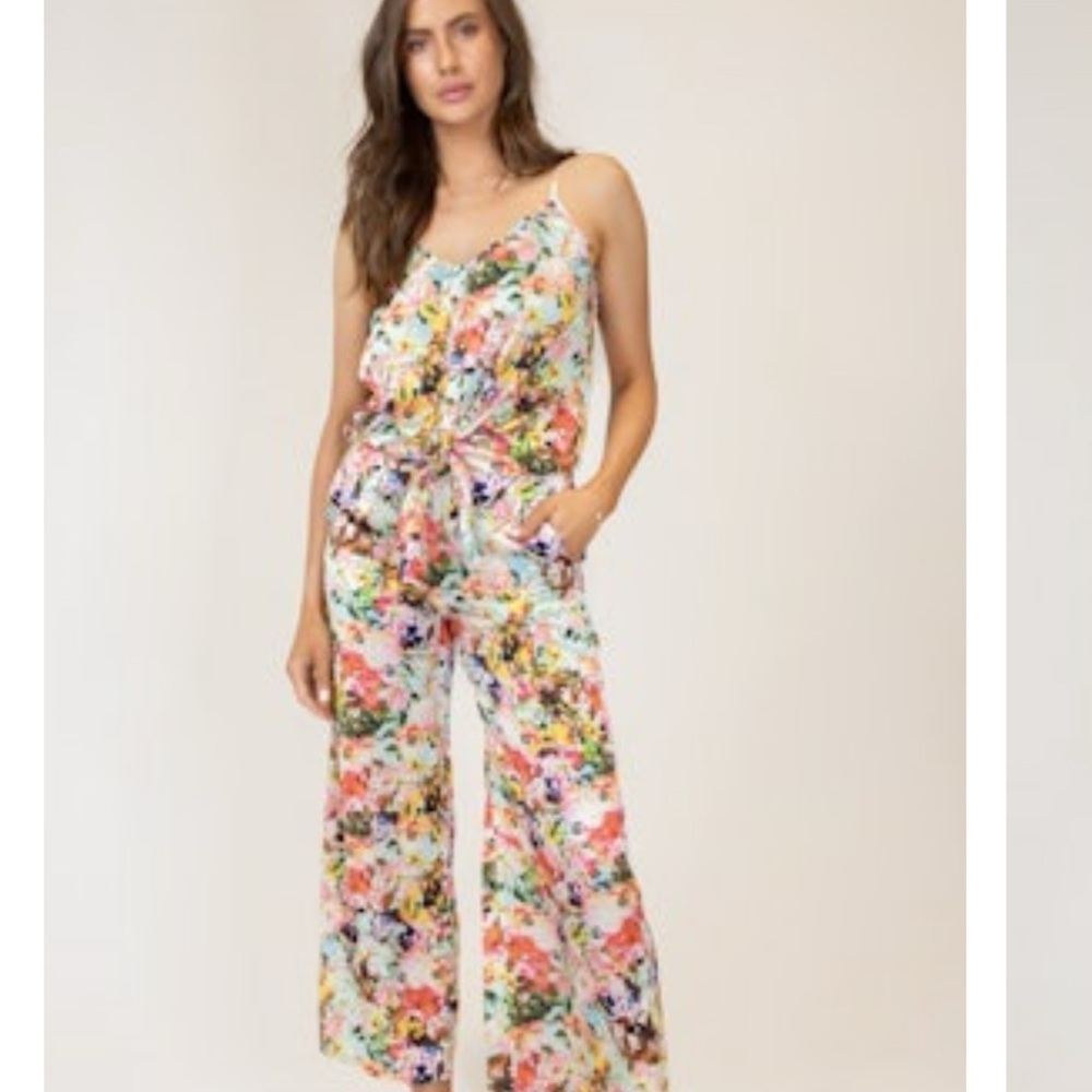 Floral Print Drawstring Alora Pant part of Pantsuit set by Lavender Brown